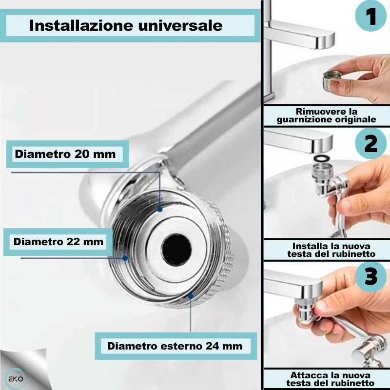 Tête de robinet rotative 1080° - MACADOMIA®